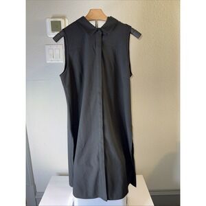 Joan Vass Studio Women's Black Shirt Dress Collared Button Down Size M